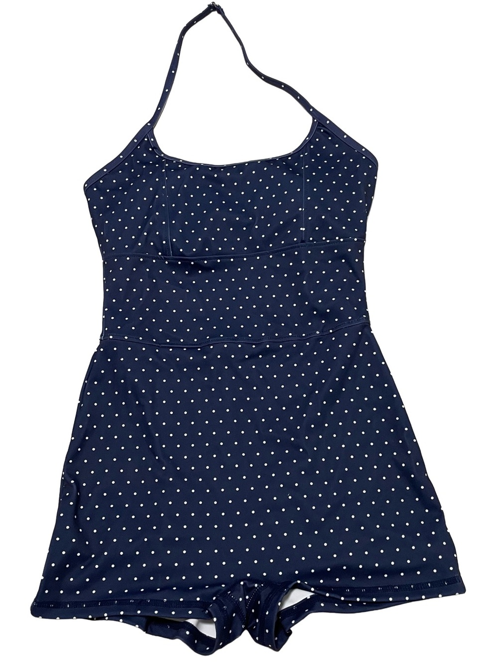 Navy Polka Dot One-Piece Romper Swimsuit